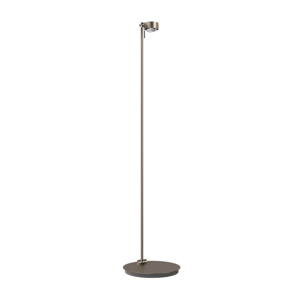 Top Light Puk Mini Floor Mini Single Stehleuchte, Gehäuse, Nickel matt, mit Linse klar / Glas satiniert (nicht inbegriffen)