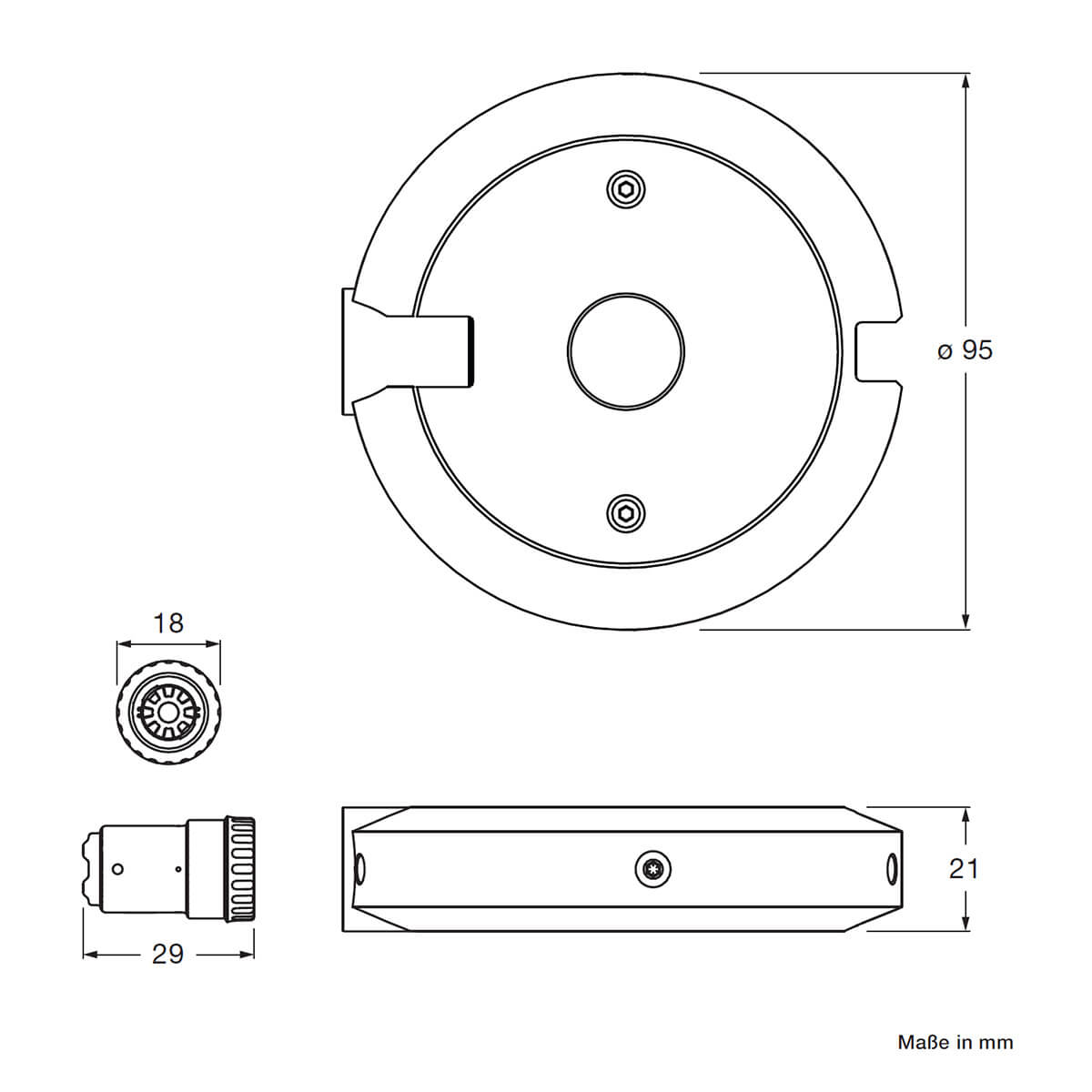 Occhio clipLED Modul Puro, 2700 K, dimmbar, Maßzeichnung