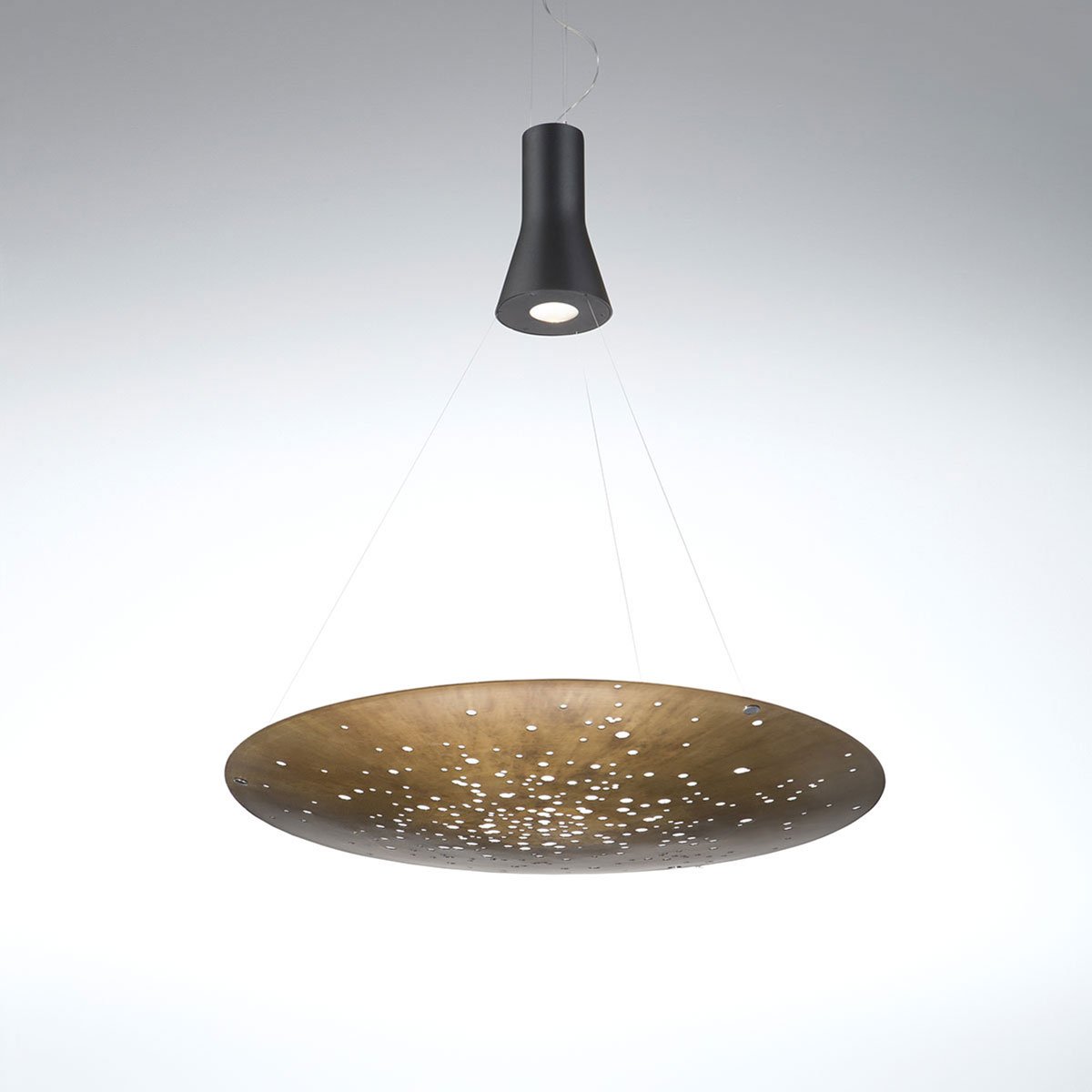 Fabbian Lens Pendelleuchte, 1-flg., Ø: 90 cm, Bronze, Ambiente