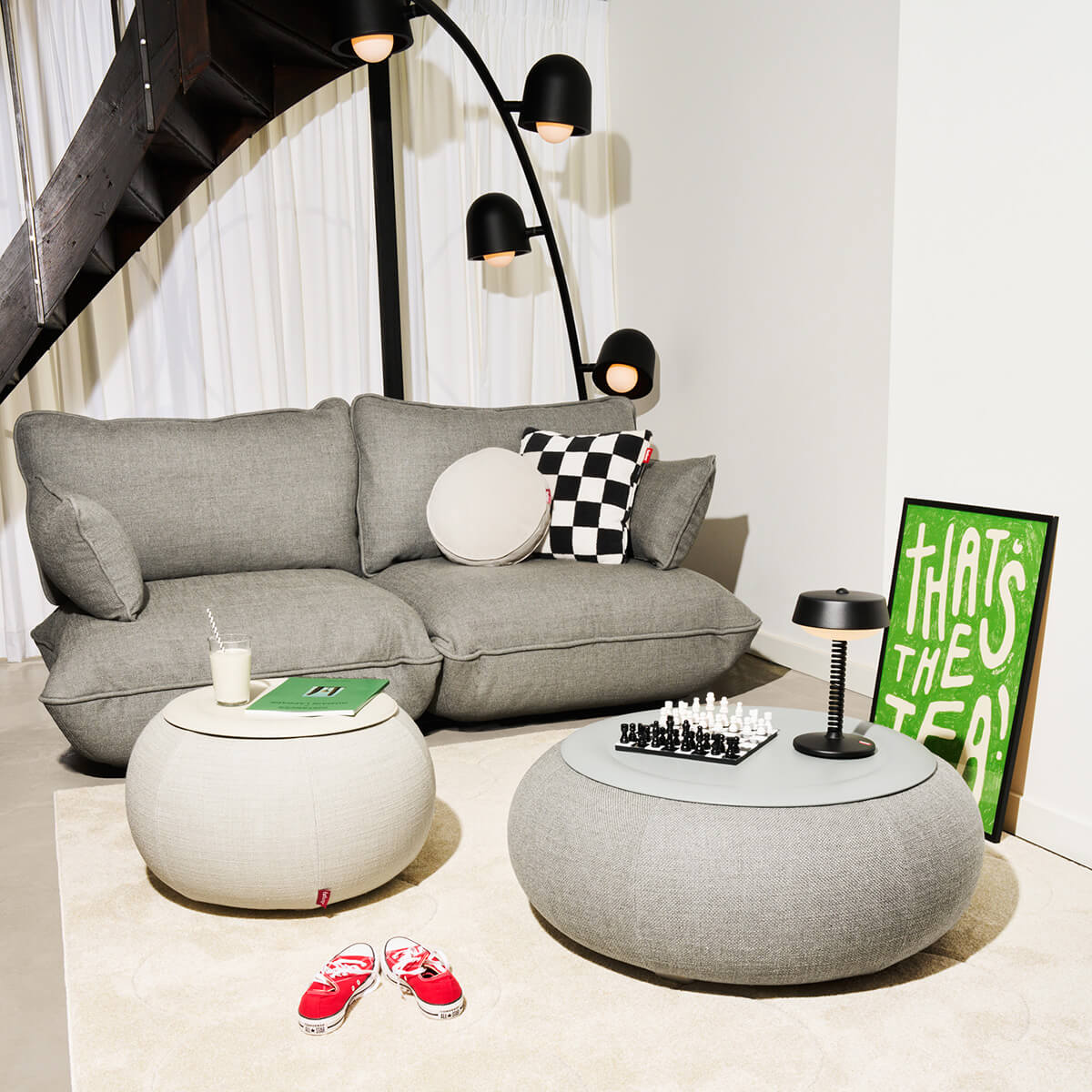 Fatboy Square Pillow Teddy Chess Kissen, schwarz-ecru