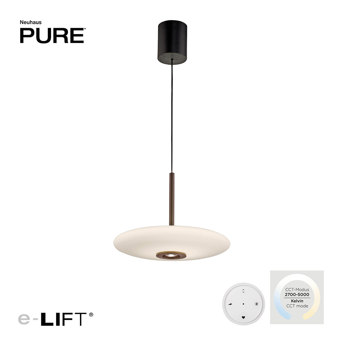 Neuhaus PURE E-Vitrum LED Pendelleuchte, dark-metal brown (dunkelbraun)