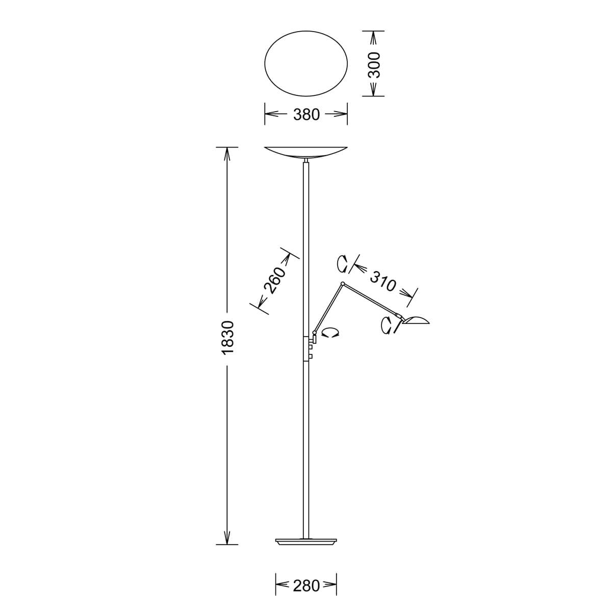 Alma-L LED Deckenfluter mit Lesearm