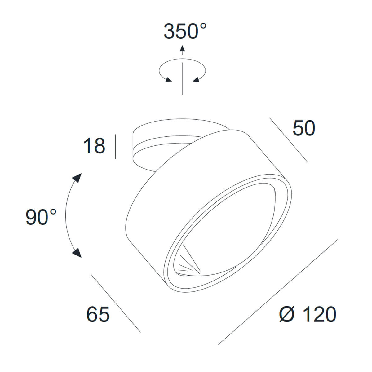Egger Licht DLS Lighting Clippo Optic LED Wand- / Deckenstrahler, Maßzeichnung