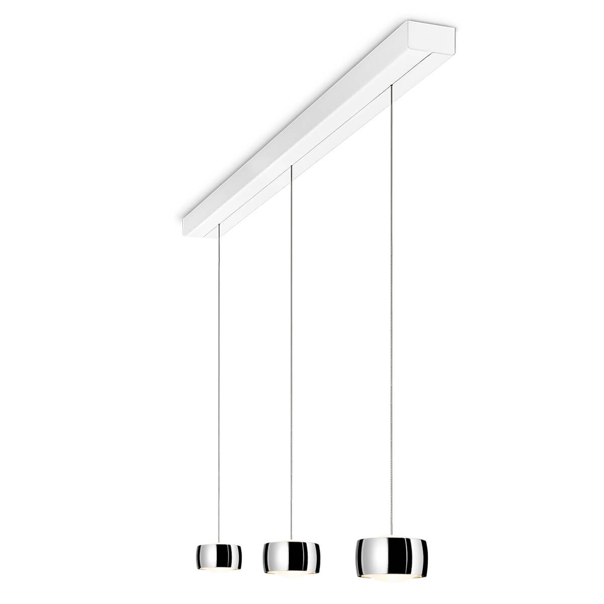 Oligo Grace LED Pendelleuchte, 3-flg., TW, unsichtbare Höhenverstellung, Baldachin: weiß, Chrom