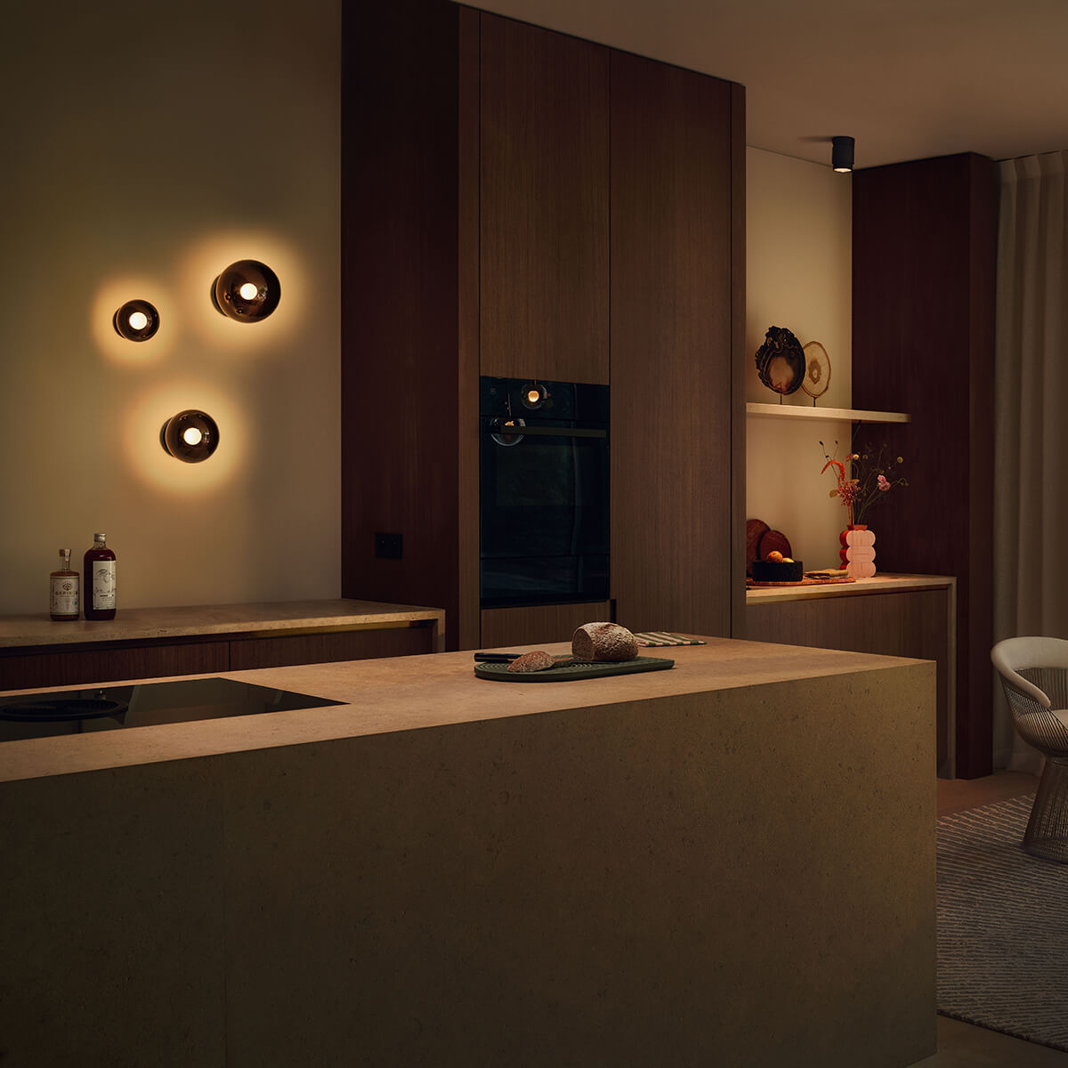 Occhio Luna scura up LED Wandleuchte, Ø: 12,5 cm, Ø: 16 cm und Ø: 20 cm, dark chrome