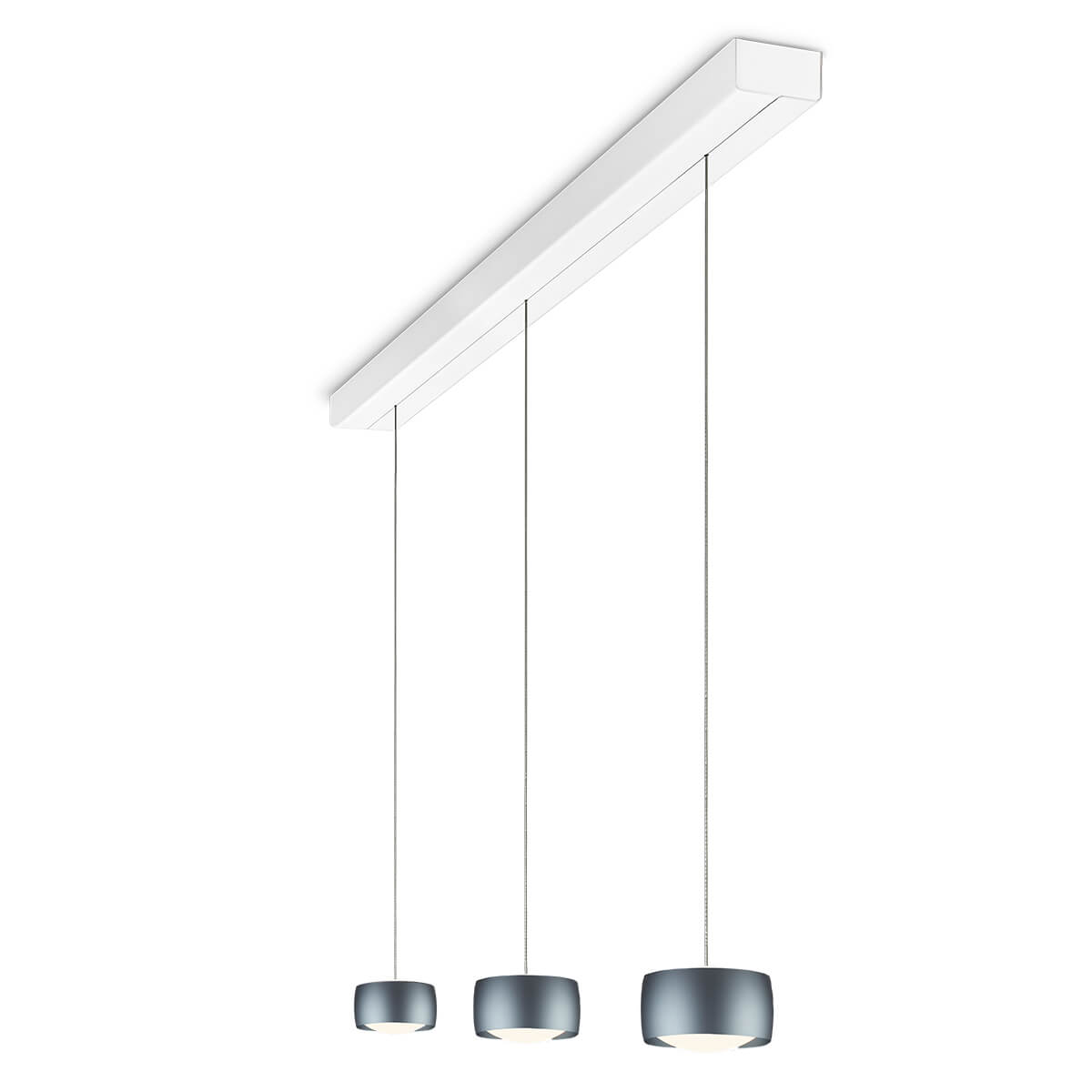 Oligo Grace LED Pendelleuchte, 3-flg., TW, unsichtbare Höhenverstellung, Baldachin: weiß, Basalt