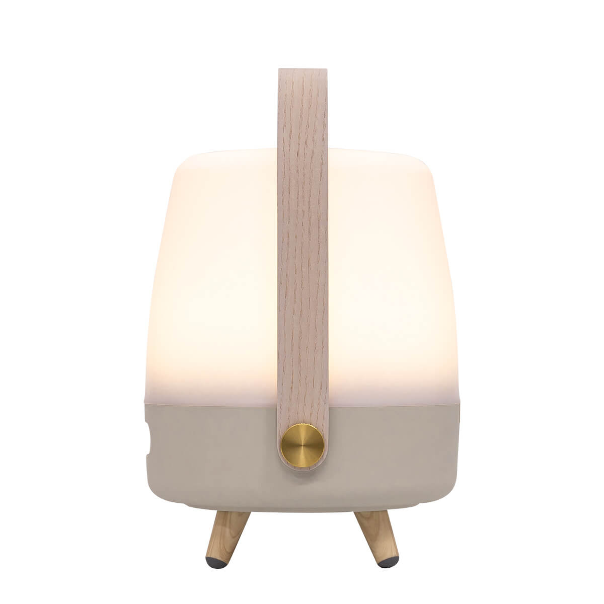 Kooduu Lite-up Play Mini 2.0 Sound by JBL LED Akkuleuchte & Bluetooth Lautsprecher, Sand, Seitansicht (eingeschaltet)