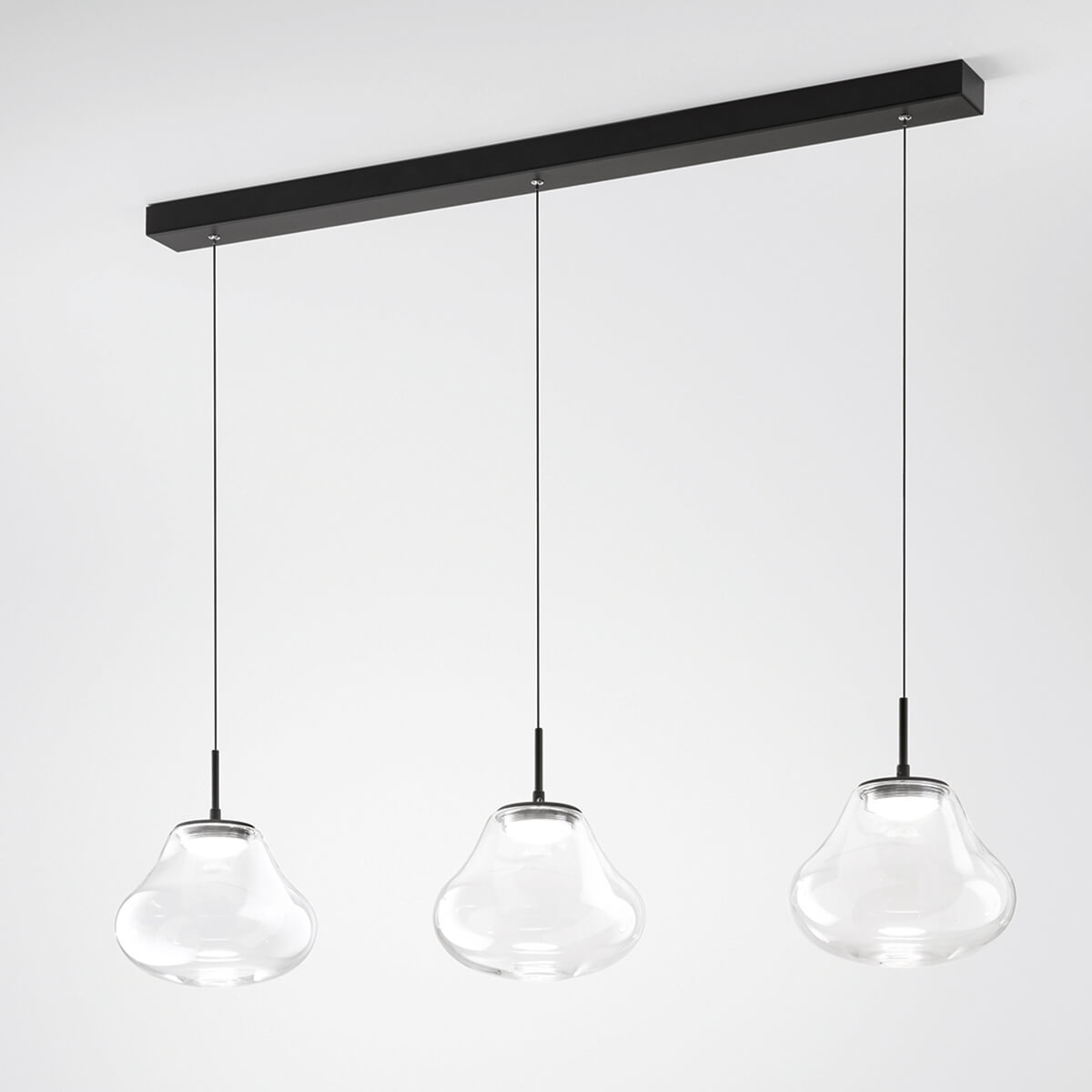 Fabas Luce Deva LED Pendelleuchte, 3-flg., transparent
