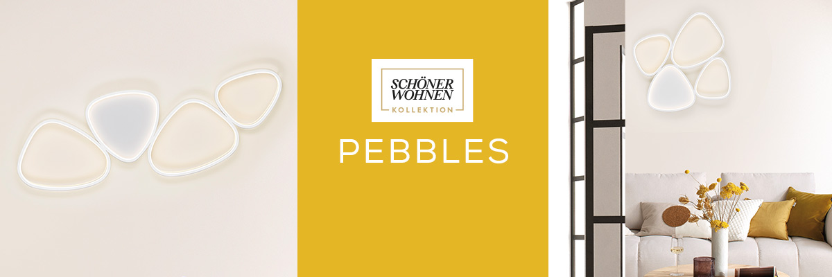 Schöner Wohnen Kollektion Pebbles Wand- und Deckenleuchten in modernem Wohnraum