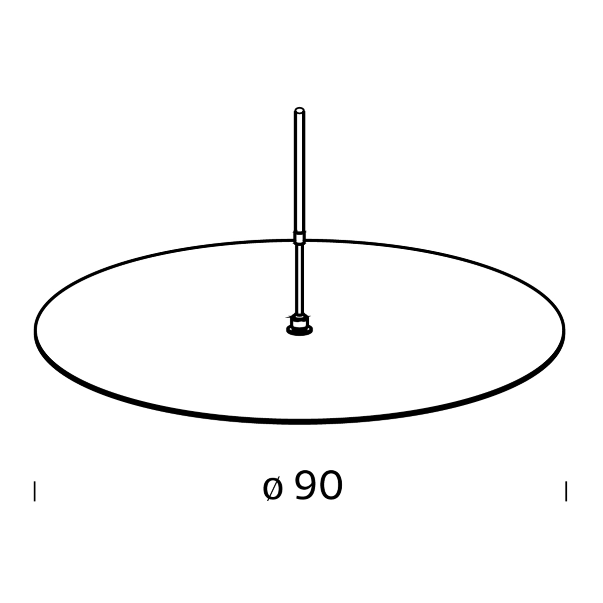 Fontana Arte Amax Verschlussscheibe mit Stiel, Ø: 90 cm, für Amax Pendelleuchte Ø 109 cm
