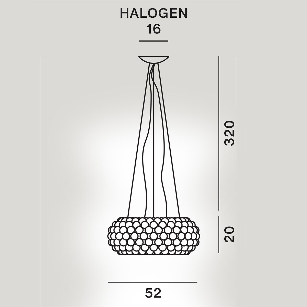 Foscarini Caboche Plus Media Sospensione, Maßzeichnung