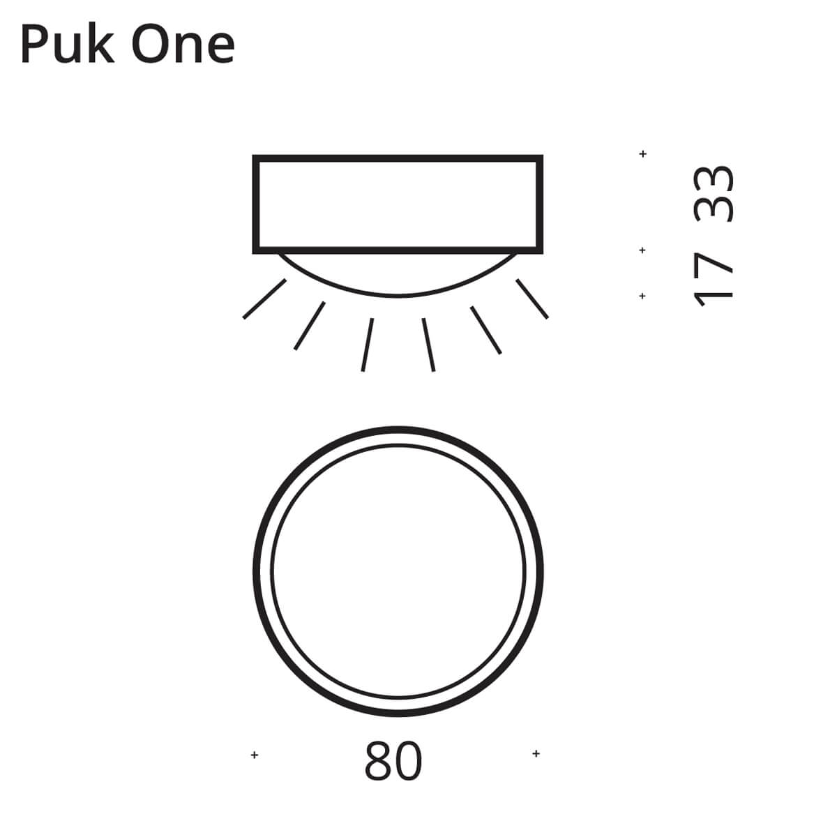 Top Light Puk Mini One LED Deckenleuchte, Maßzeichnung
