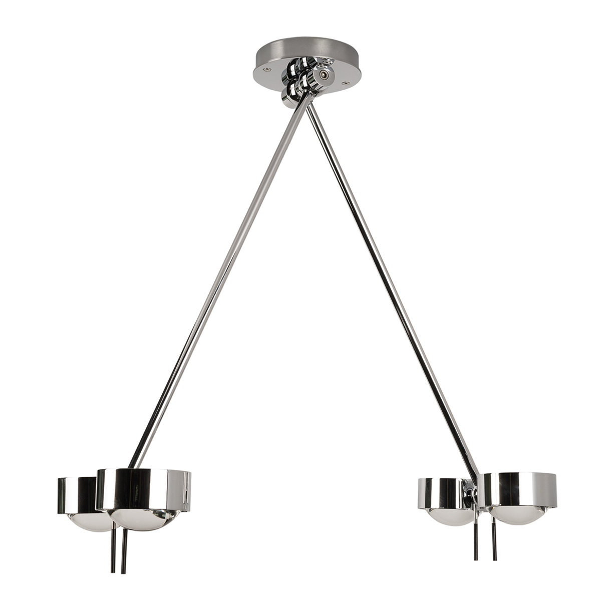 Top Light Puk Ceiling Sister Twin, 100 cm, Chrom, mit Einsätzen Glas satiniert / Linse klar