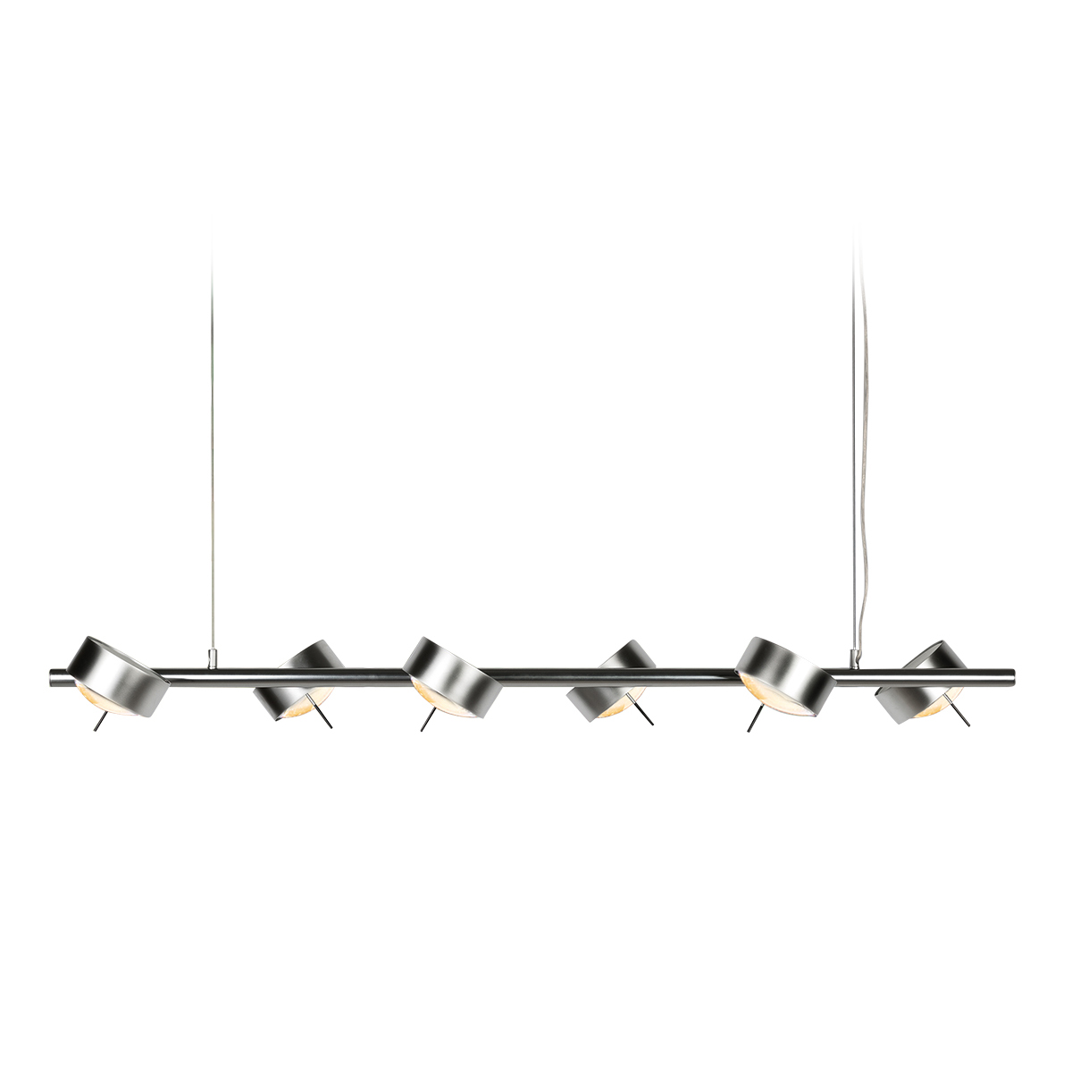 Top Light Puk Maxx Sixtett Pendelleuchte, Chrom matt, mit Einsätzen Glas satiniert / Linse klar