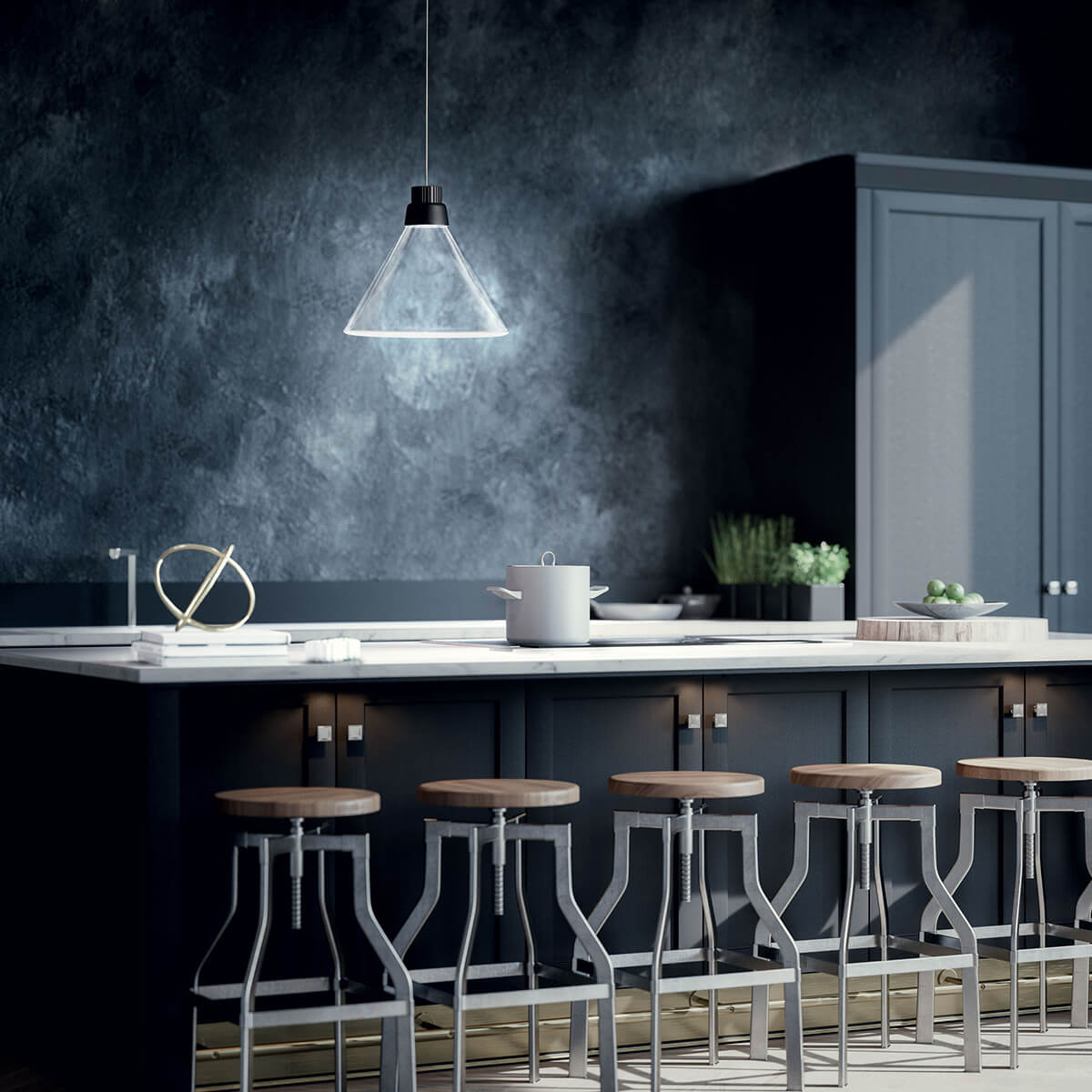 Fabbian Polair LED Pendelleuchte, schwarz / transparent