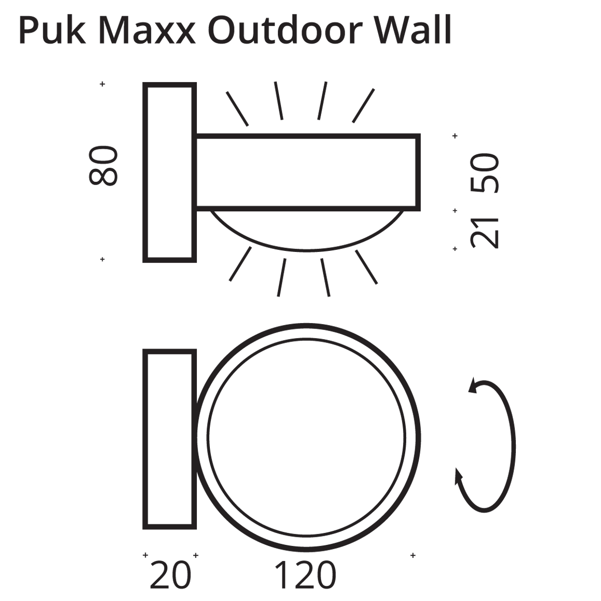 Top Light Puk Maxx Wall Outdoor LED Wandleuchte, Maßzeichnung