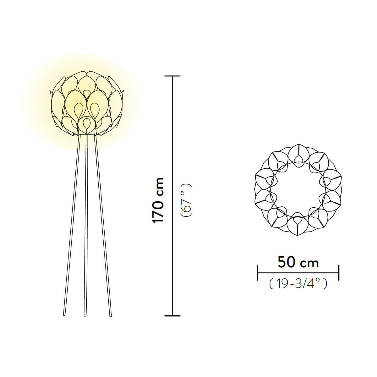 Slamp Flora Floor, Maßzeichnung