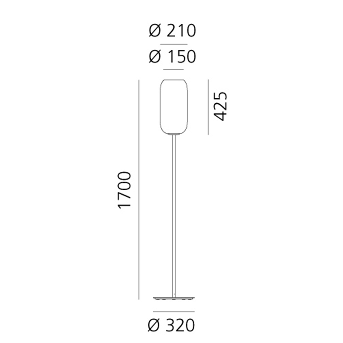 Artemide Gople Lamp Terra, Maßzeichnung