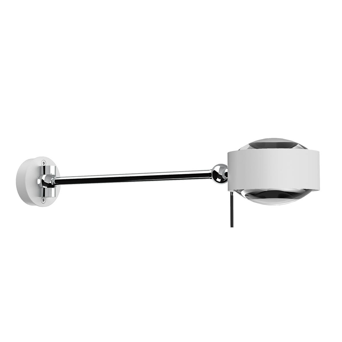 Top Light Puk Maxx Hotel Wandleuchte, 30 cm, Gehäuse, weiß matt / Chrom, mit Linse klar / Linse klar (nicht inbegriffen)