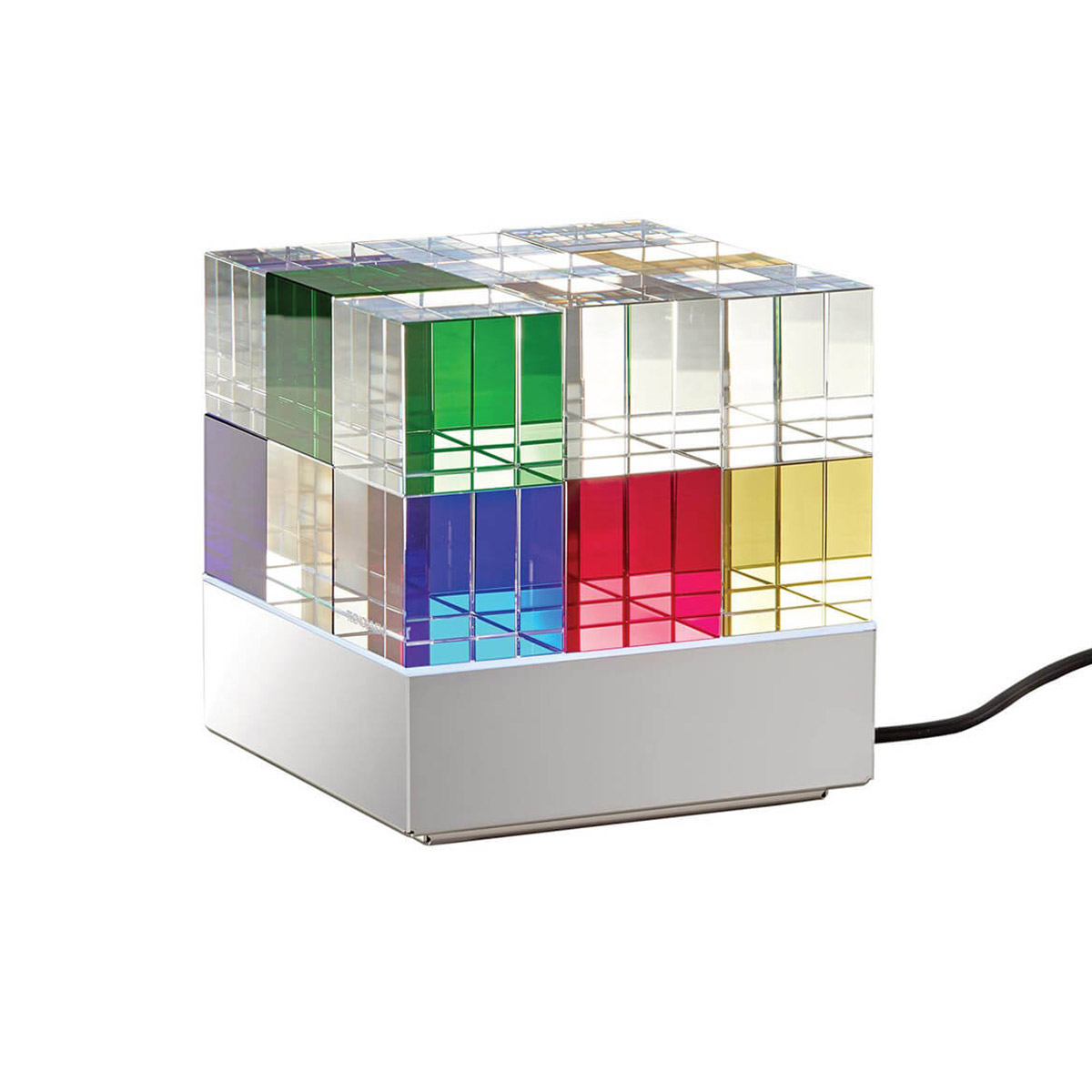 Tecnolumen Cubelight LED Tischleuchte, Echtglas bunt