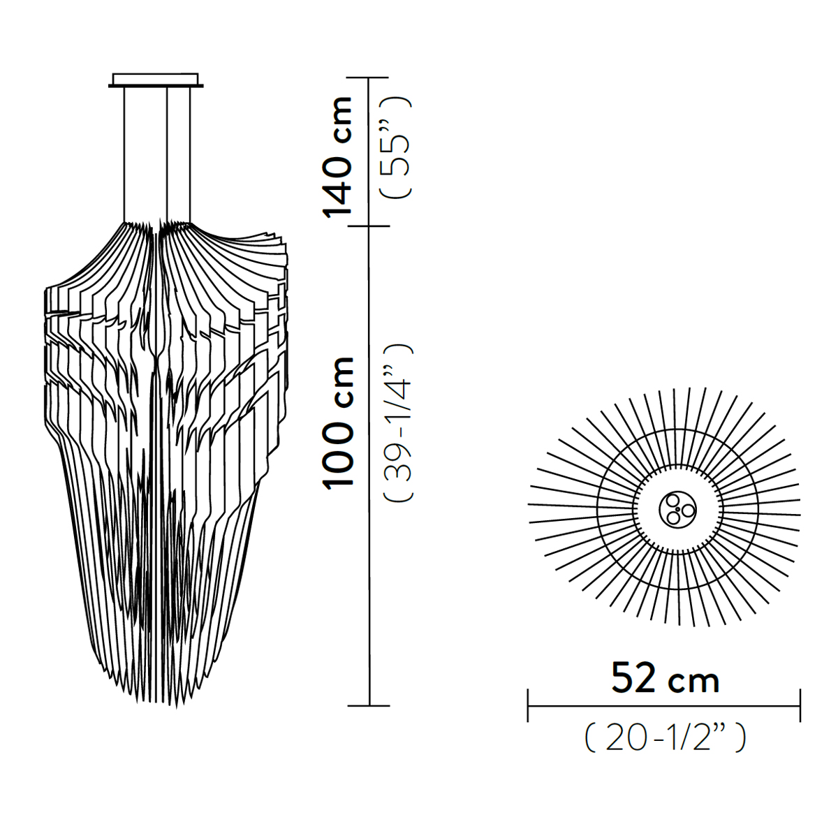 Slamp Avia Edition Suspension Medium, Maßzeichnung