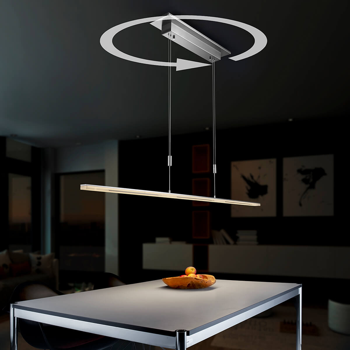 Bankamp Pendelleuchte mit 320° Drehmodul, klein (52 x 12 x 3 cm), Drehen der Leuchte dank 320° Modul