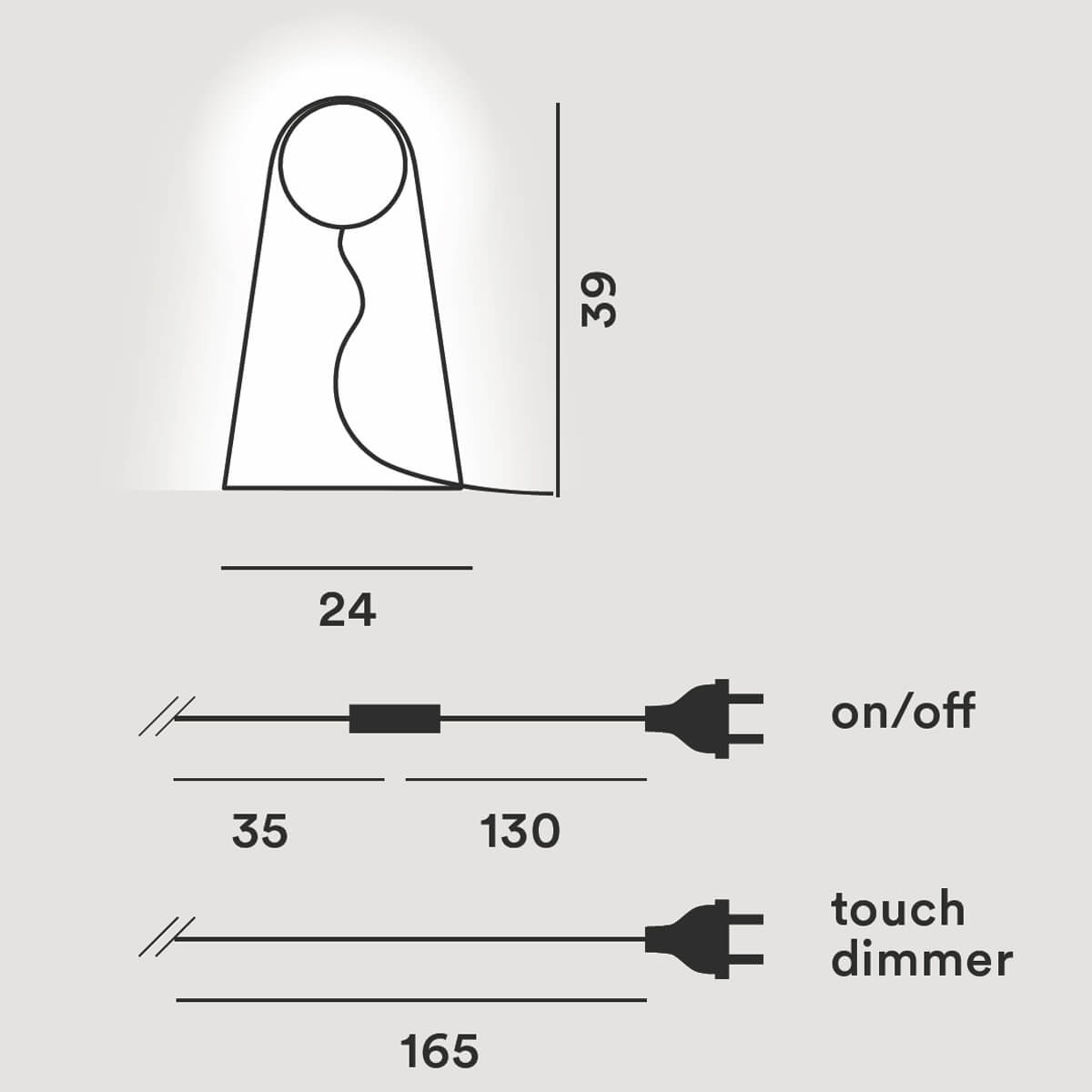 Foscarini Satellight LED Tavolo, Maßzeichnung