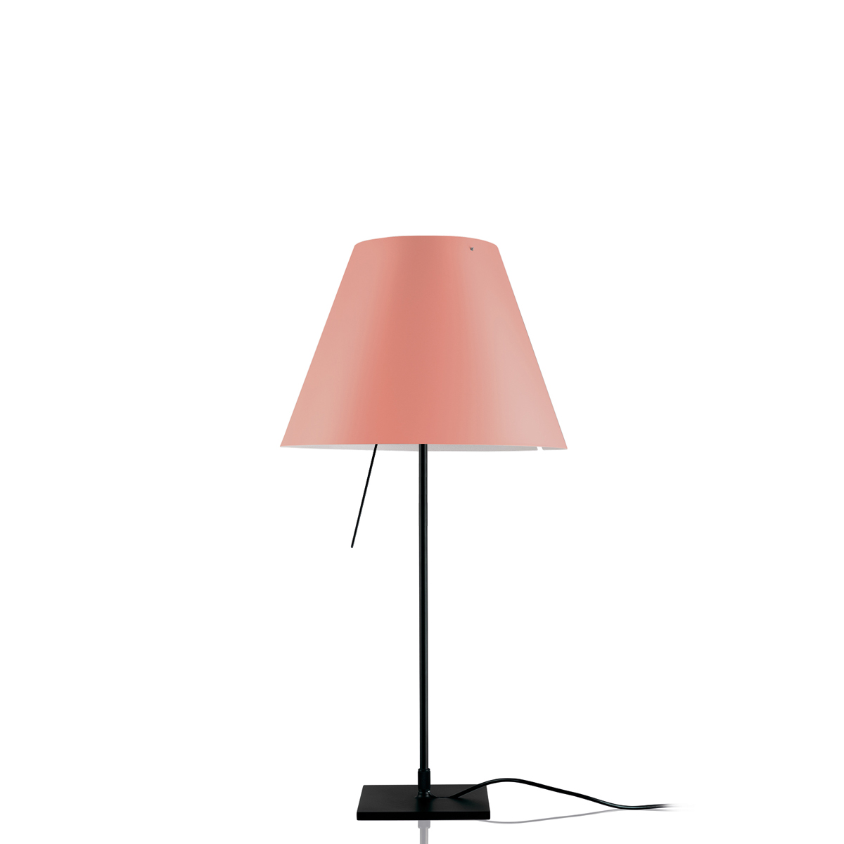 Luceplan Costanzina Tavolo, schwarz, Schirm: mystisches Rosa (ausgeschaltet)