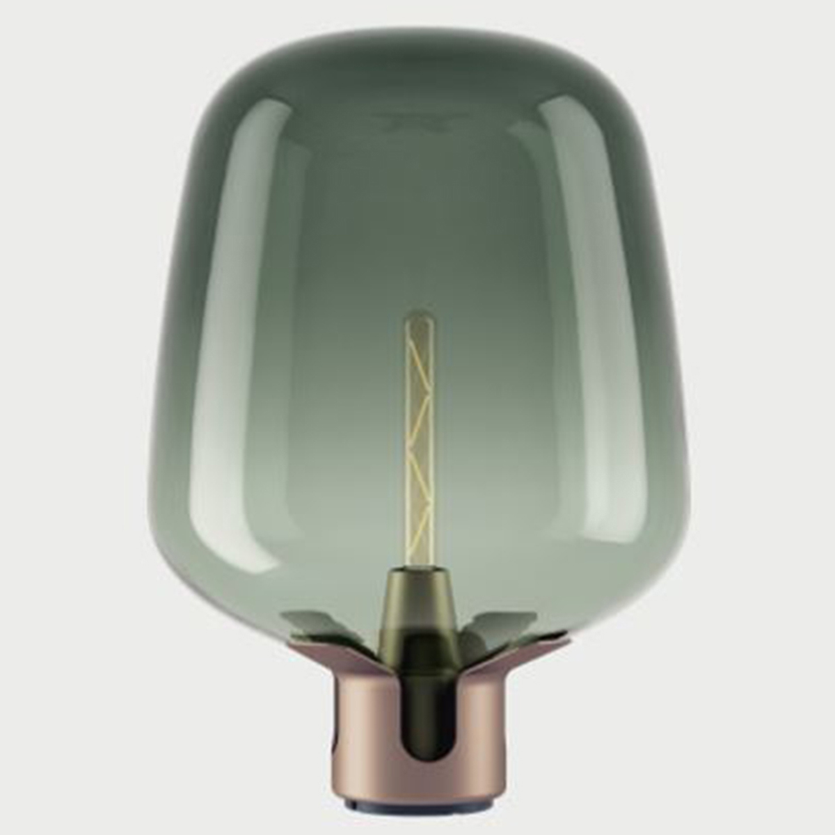 Lodes Flar Large Tischleuchte, Sockel: braun / Glas: türkis