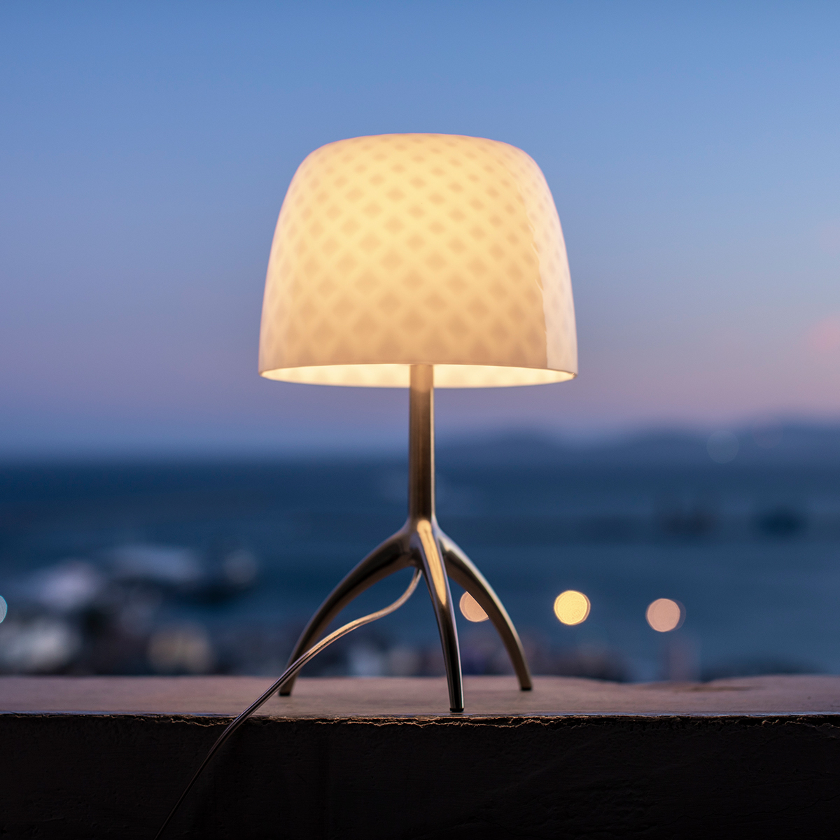 Foscarini Lumiere 30th Piccola Tavolo, champagner / pastilles (Rautenmuster)