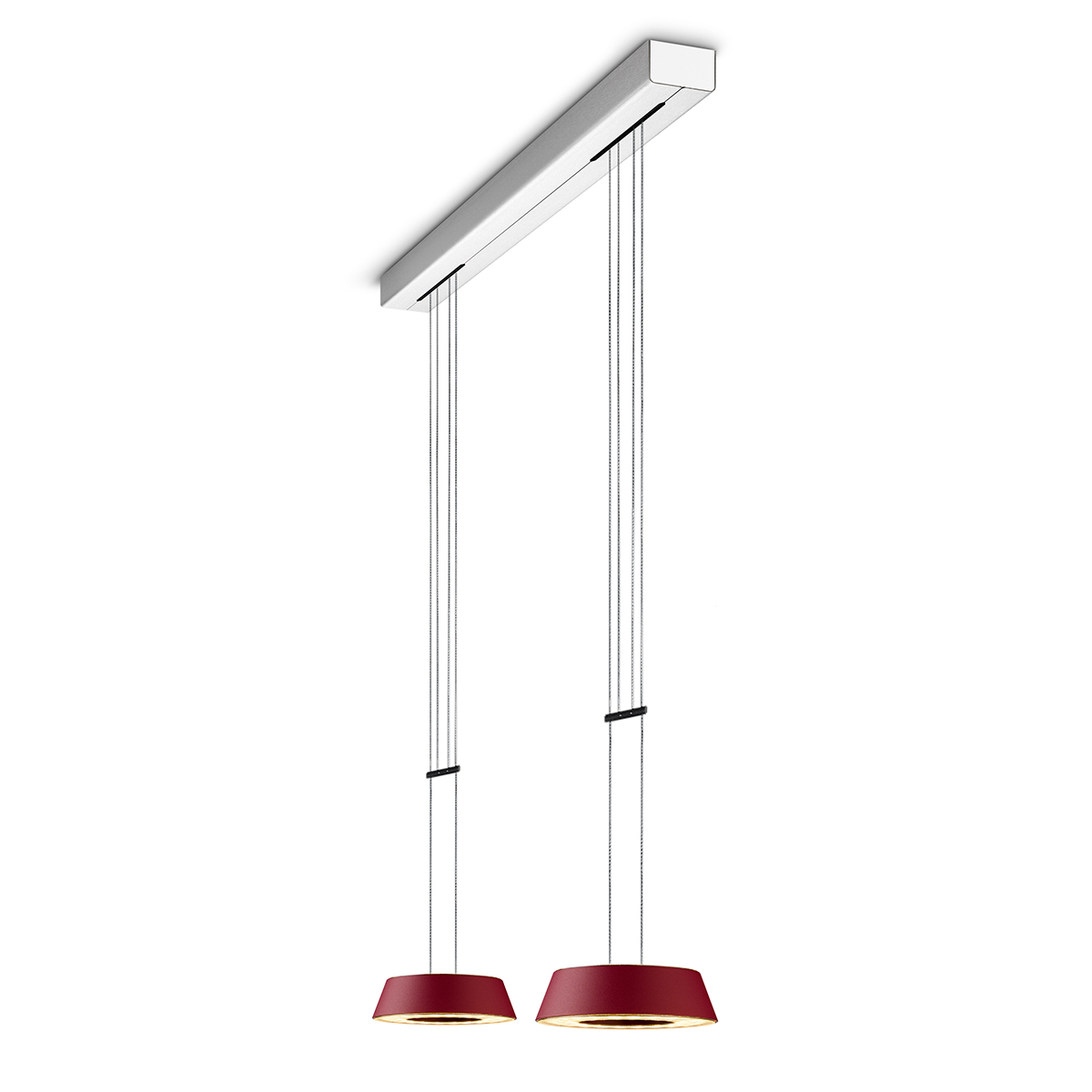 Oligo Glance LED Pendelleuchte, 2-flg., rot matt