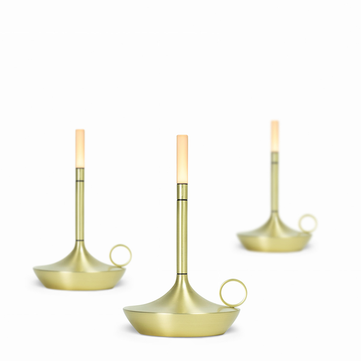 Graypants Wick S LED Akkuleuchte, 3er Set, Messing