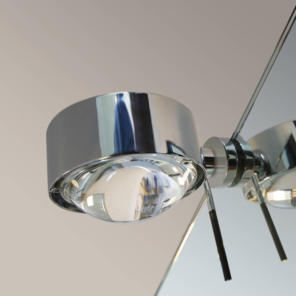 Top Light Puk Mini Fix + LED Klemmleuchte, Chrom, mit Glas satiniert / Linse klar