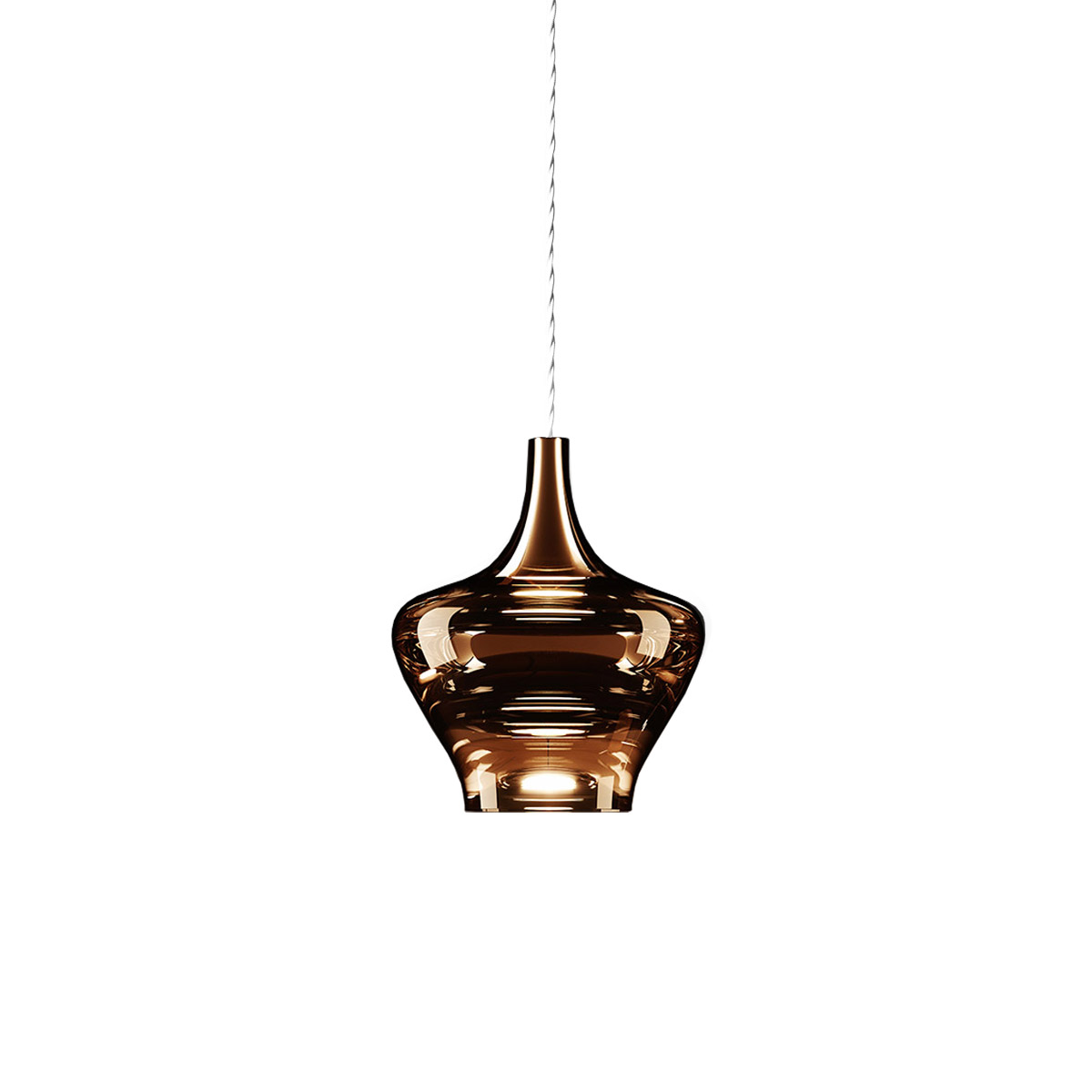Lodes Nostalgia Glas Medium LED Pendelleuchte, Chrom - kupferfarben glänzend, Bild eines einzelnen Pendels