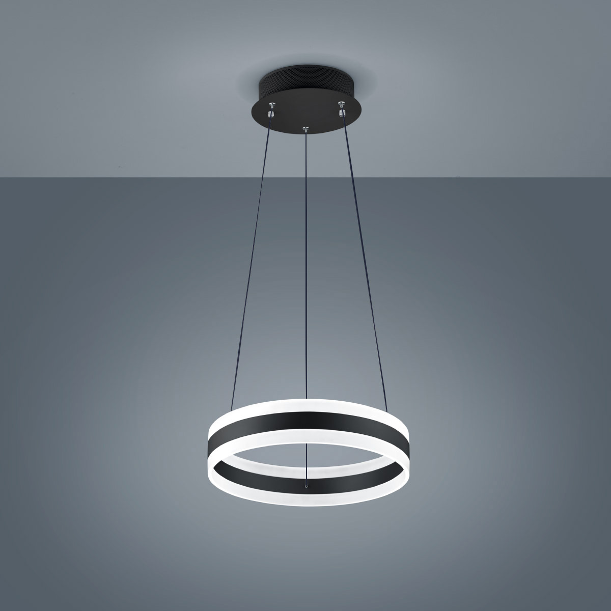 Helestra Liv Pendelleuchte, rund mit Casambi-Modul, Ø: 40 cm, schwarz matt