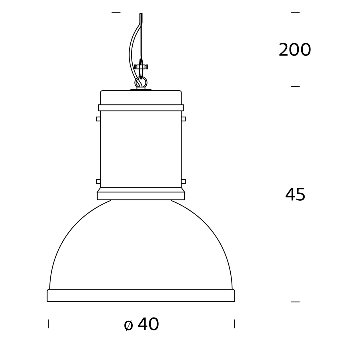 Fontana Arte Lampara Pendelleuchte, Maßzeichnung