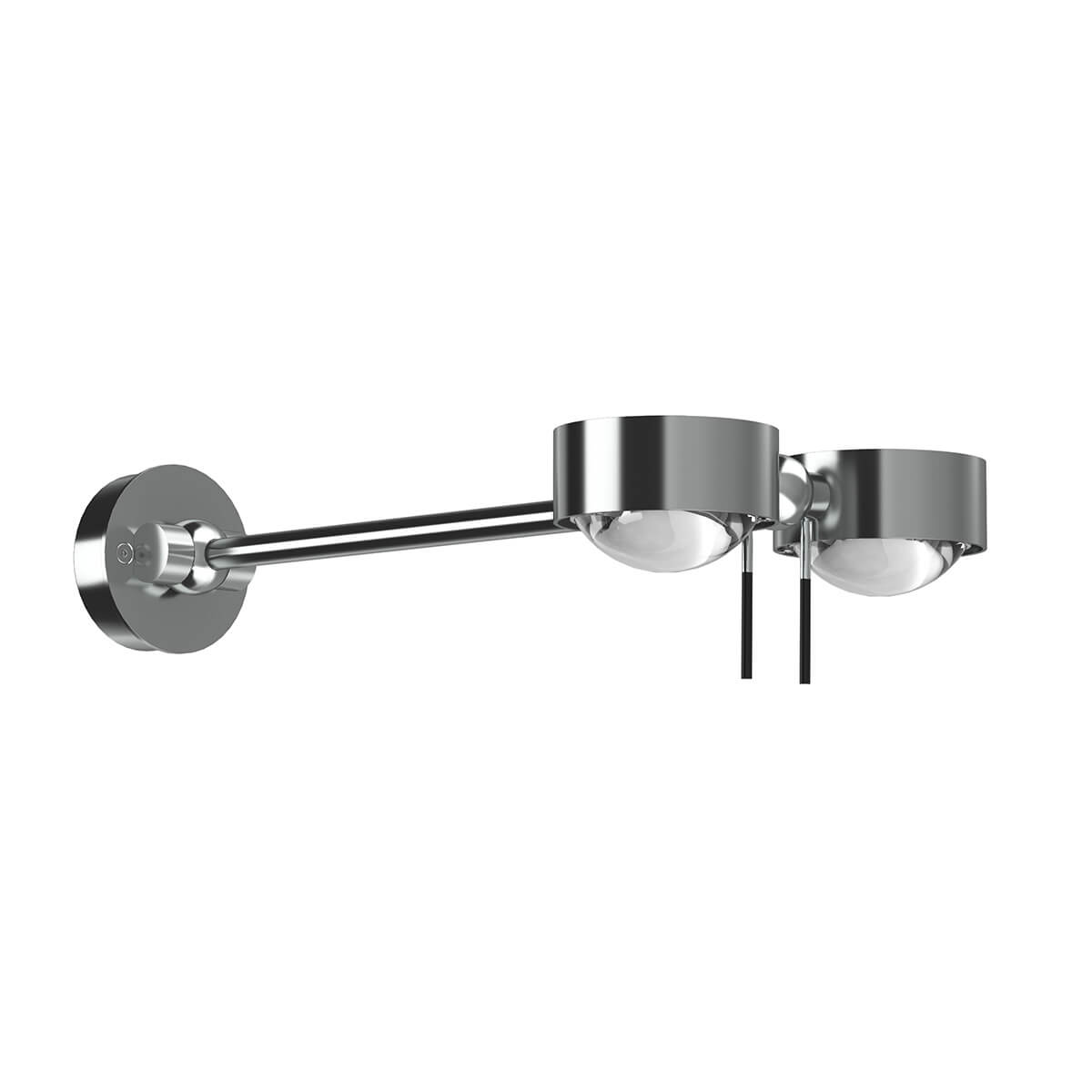 Top Light Puk Wing Twin Wand- / Deckenleuchte, 30 cm, Gehäuse, Chrom matt, mit Einsätzen Glas satiniert / Linse klar (Einsätze nicht inbegriffen)