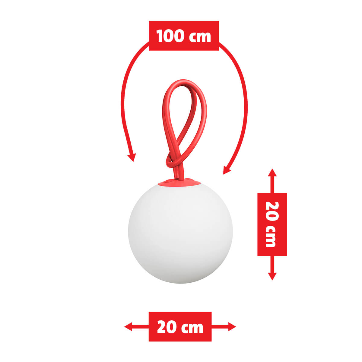 Fatboy Bolleke LED Akku-Pendelleuchte, Maßzeichnung