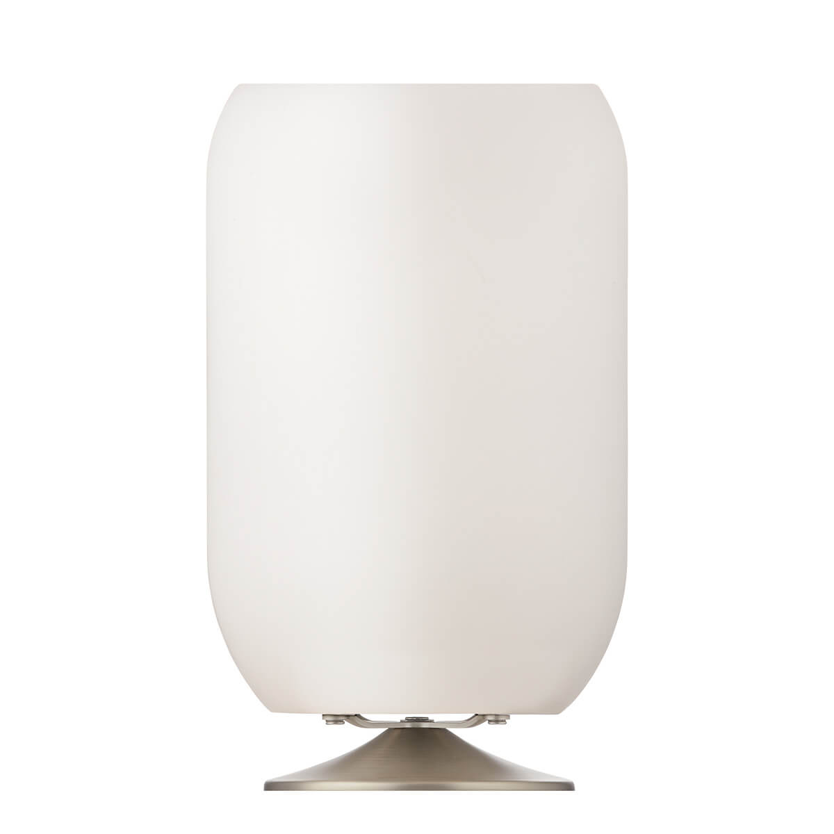 Kooduu Atmos LED Akkuleuchte, Bluetooth Lautsprecher & Weinkühler, Aluminium gebürstet, Rückseite (ausgeschaltet)
