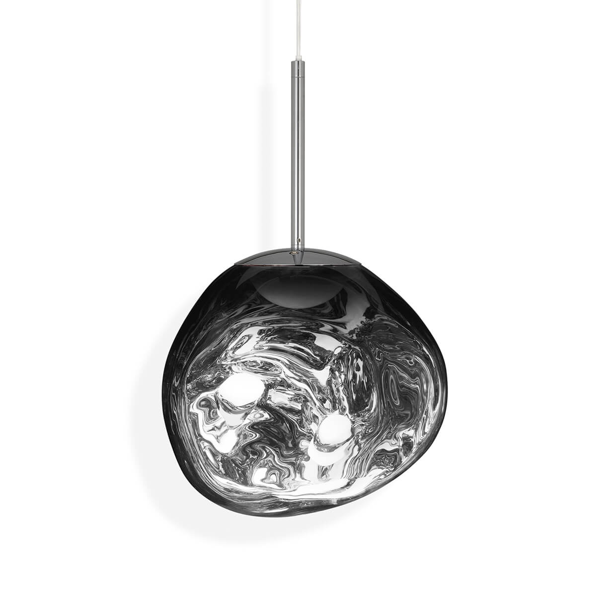 Tom Dixon Melt Mini LED Pendelleuchte, Silber (eingeschaltet)