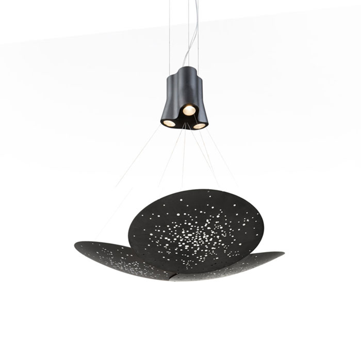 Fabbian Lens Pendelleuchte, 3-flg., Ø: 60 cm, brüniert satiniert
