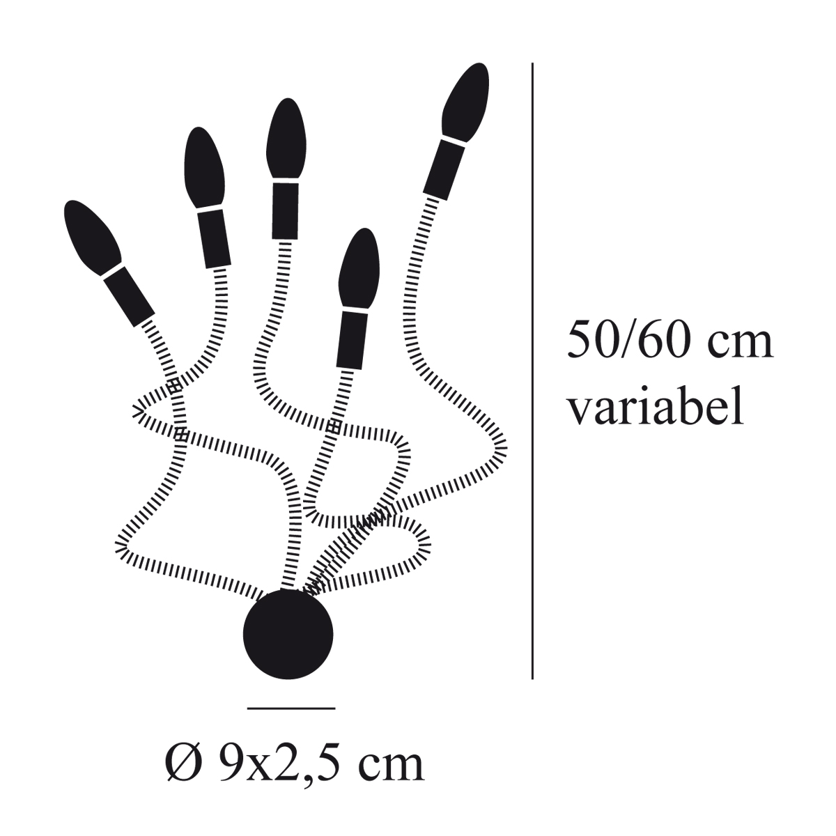 Catellani & Smith Turciù 5 Wandleuchte, 5-flg., Abmessungen