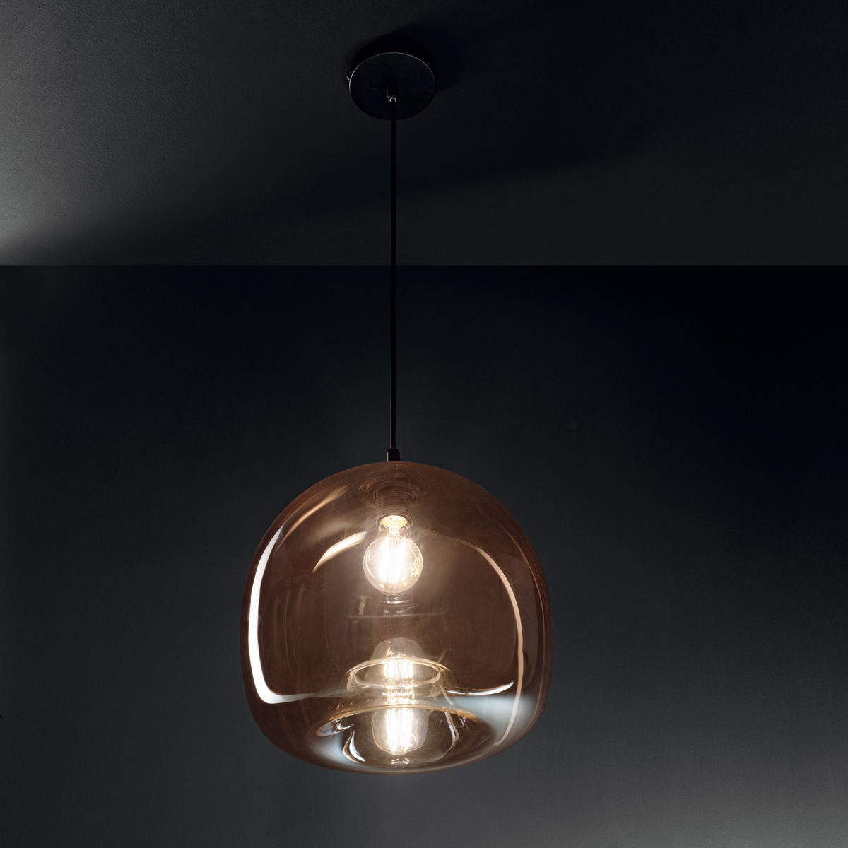 Fabas Luce Maia Pendelleuchte, grau transparent