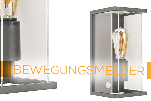 Kategoriebanner Aussenwandleuchten mit Bewegungsmelder Kategoriebanner Aussenwandleuchten mit Bewegungsmelder