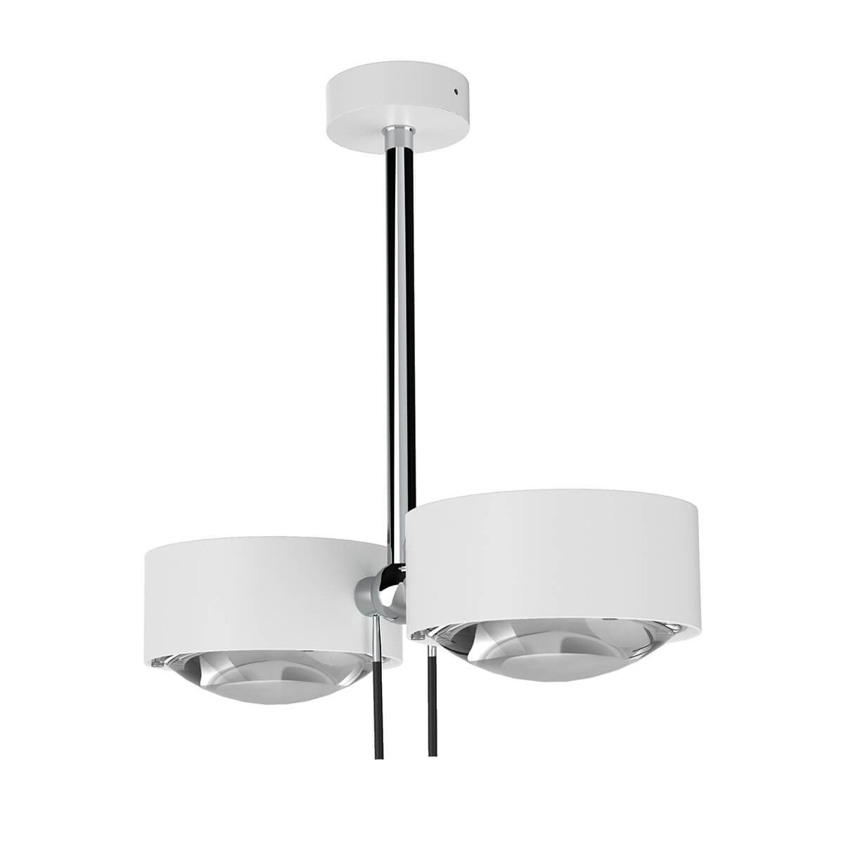 Top Light Puk Maxx Side Twin Ceiling LED Deckenleuchte, 20 cm, Gehäuse, weiß matt / Chrom, mit Linse klar / Glas satiniert (nicht inbegriffen)