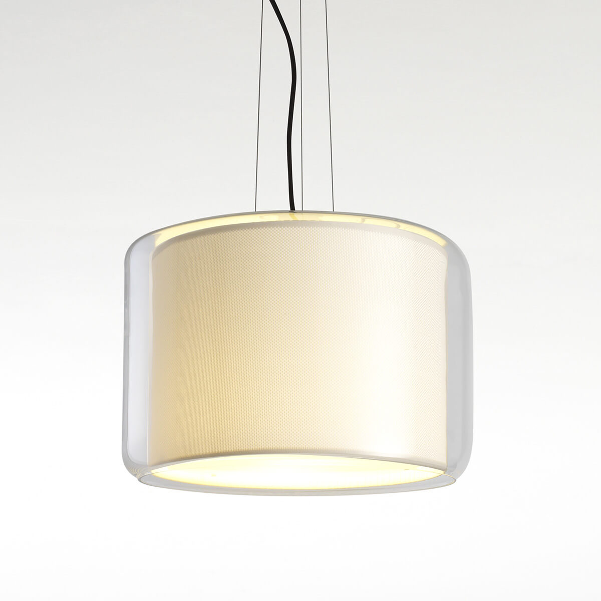 Marset Mercer 44 Pendelleuchte, Schirm: Glas / Stoff perlweiß
