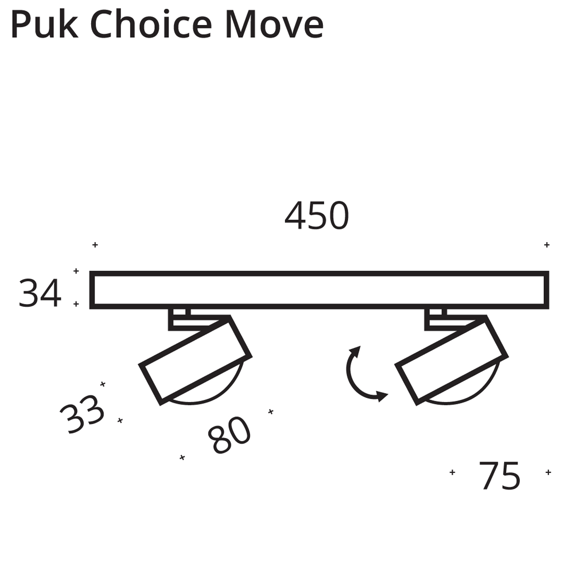 Top Light Puk Choice Move Deckenleuchte, 45 cm