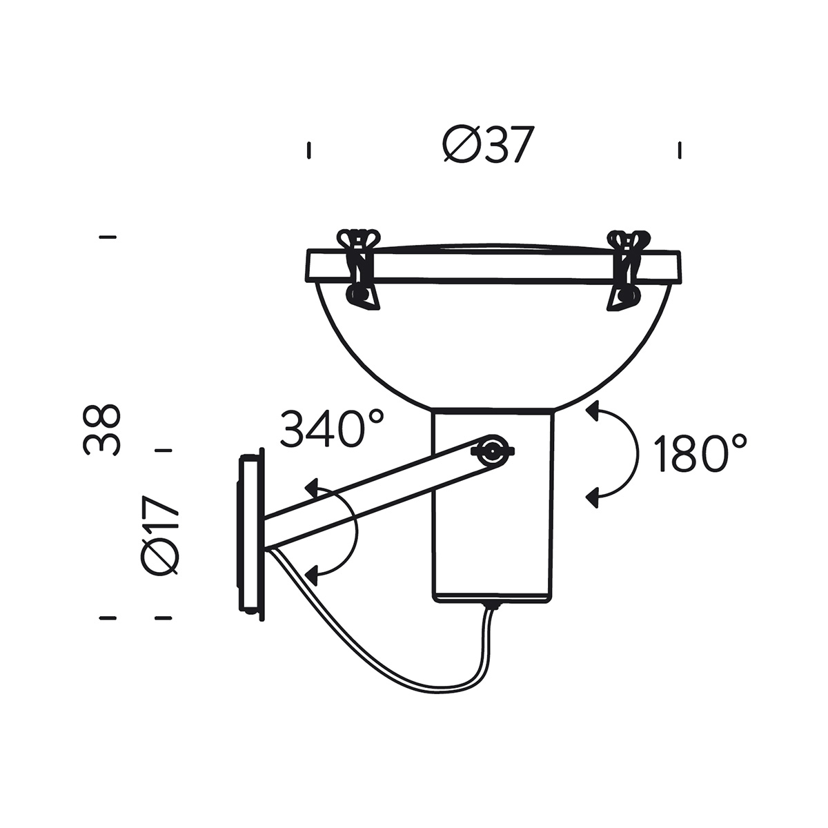 Nemo Projecteur 365 Parete / Soffitto, Maßzeichnung