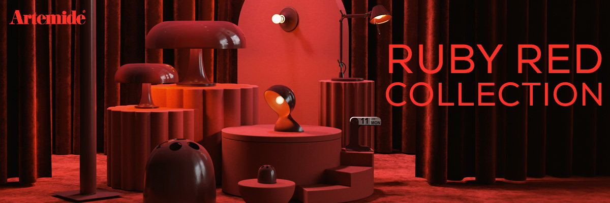 Artemide Ruby Red Collection with red designer lights for expressive interiors