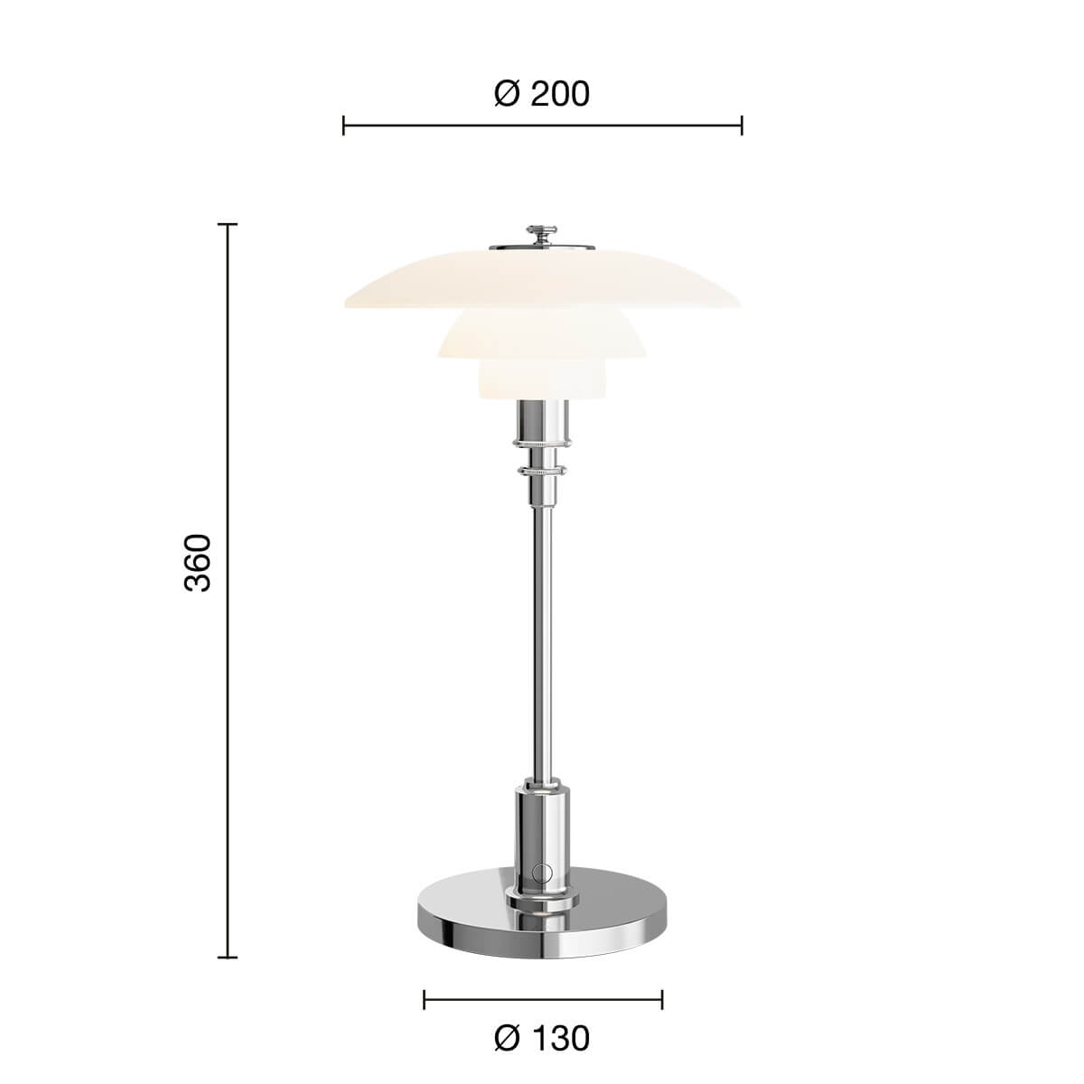 Louis Poulsen PH 2/1 Portable LED Akkuleuchte, Maßzeichnung